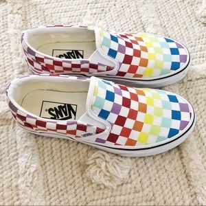 Size 6 Rainbow Checkered Slip On VANS